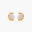 Gold vermeil studs with lustrous pink freshwater pearls in organic crescent settings