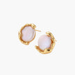 Gold vermeil studs with lustrous pink freshwater pearls in organic crescent settings