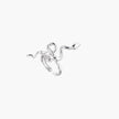 Sculptural white gold-plated snake ring with crystal accents coiling around finger in bold open design