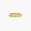 14K gold-plated band with channel-set zirconia and Greek key pattern engraving on polished finish