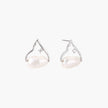 Silver mountain outline studs with baroque pearl and diamond accent on white background