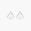 Silver mountain outline studs with baroque pearl and diamond accent on white background