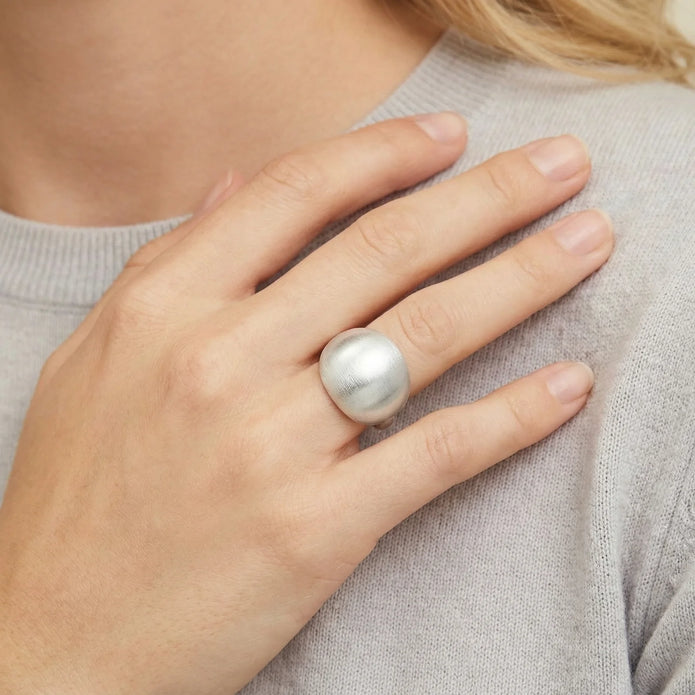 Brushed Moon Silver Ring