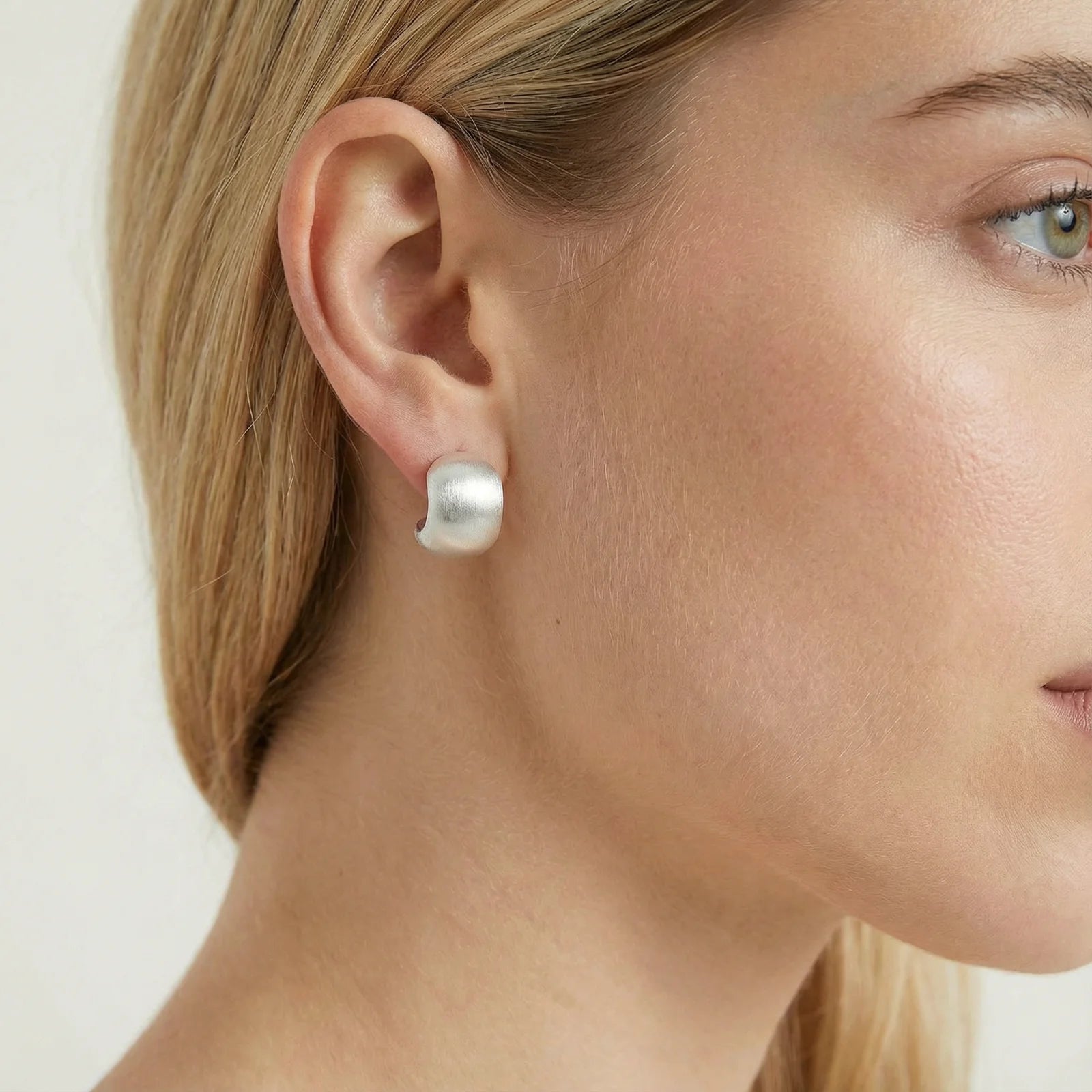 Brushed Moon Silver Studs