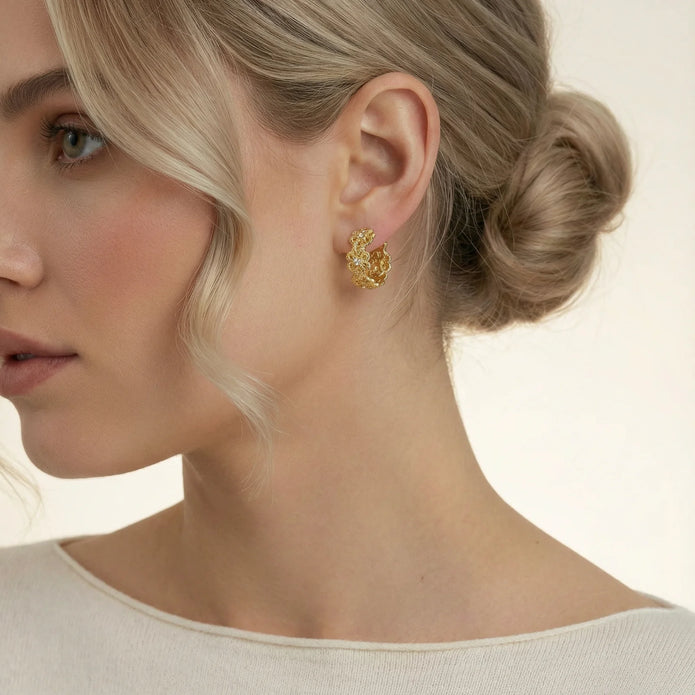 Gilded Gold Bloom Hoops