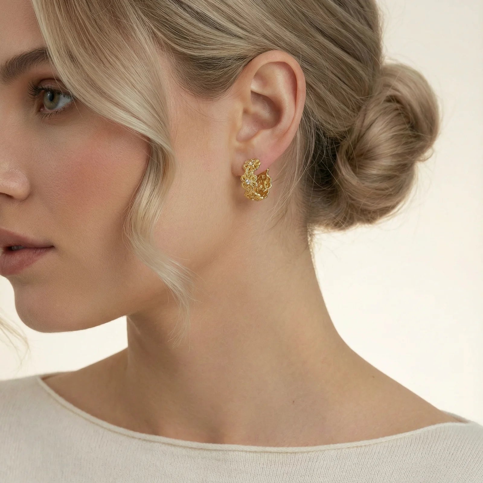 Gilded Gold Bloom Hoops