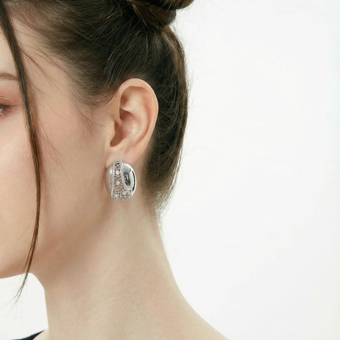 Silver Mesh Luxe Dome Studs