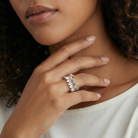 Dripping Silver Sculpture Ring