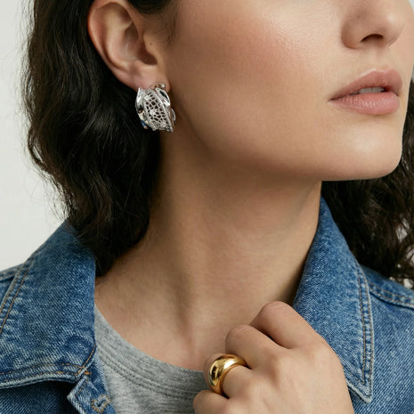 Silver Mesh Luxe Hoops