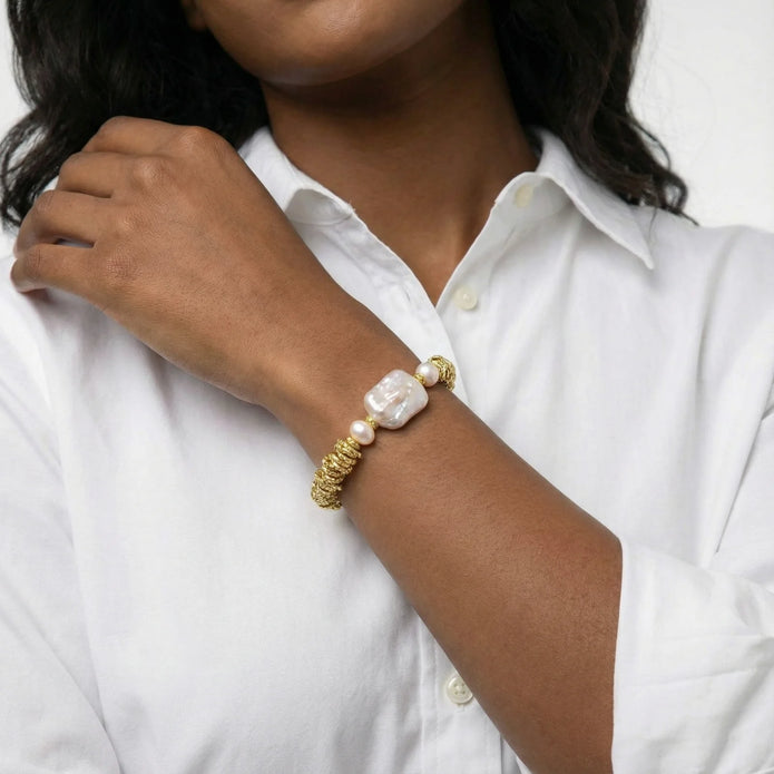 Woven Gold Statement Bracelet