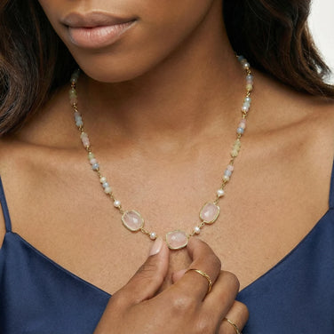 Wrapped Rose Quartz Beaded Necklace