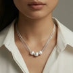 Brushed Silver Strand Layered Necklace