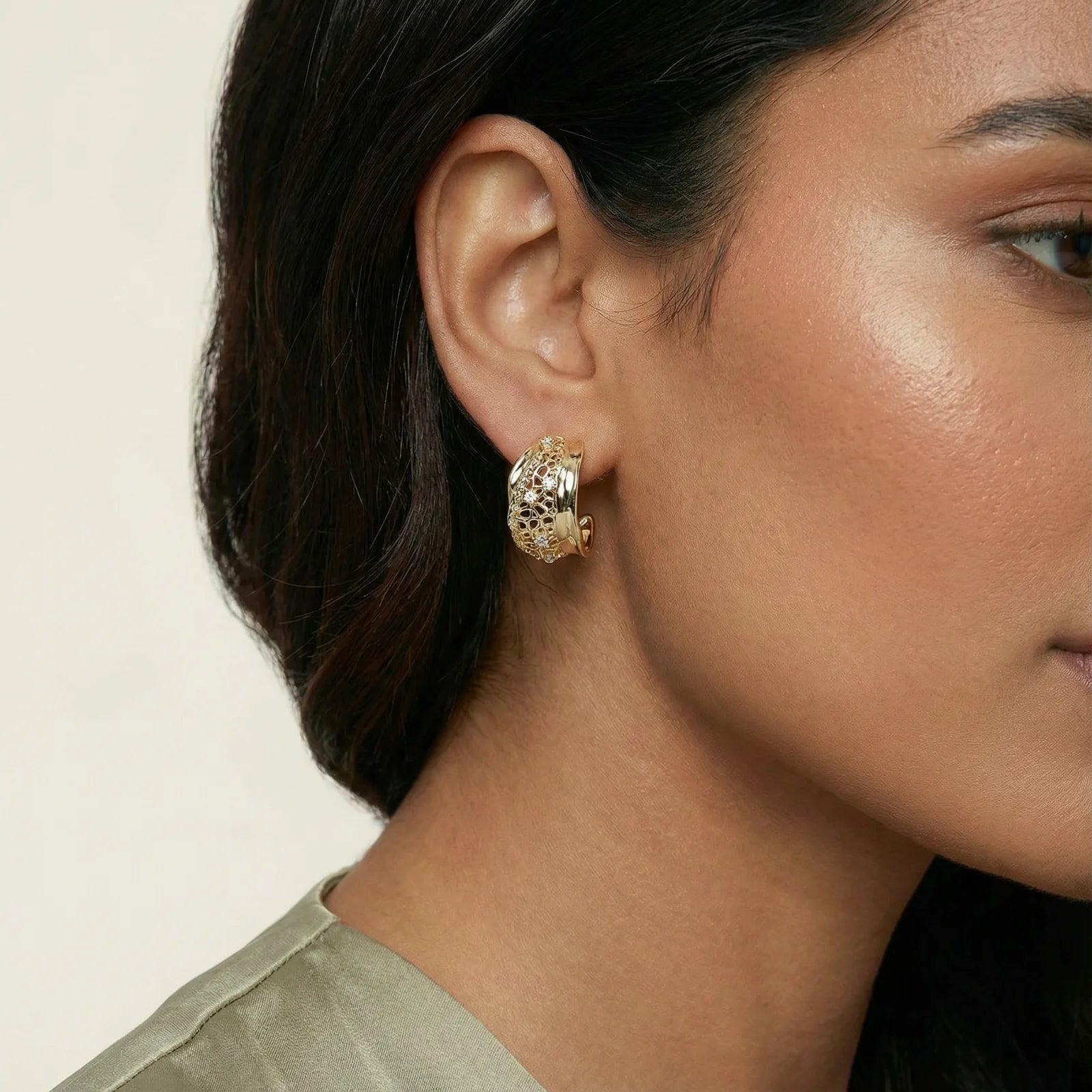 Gold Mesh Luxe Hoops