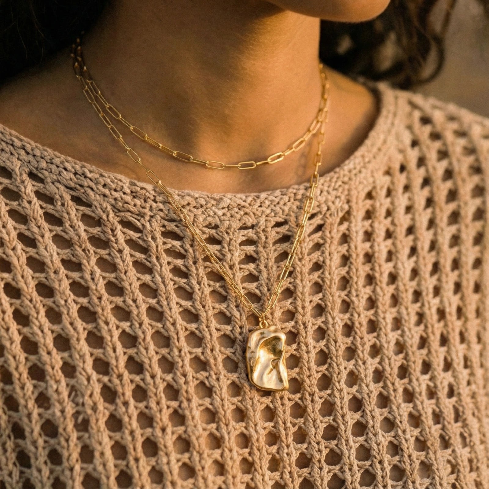 Sculptural Wave Layered Necklace