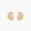 Gold vermeil studs with lustrous pink freshwater pearls in organic crescent settings
