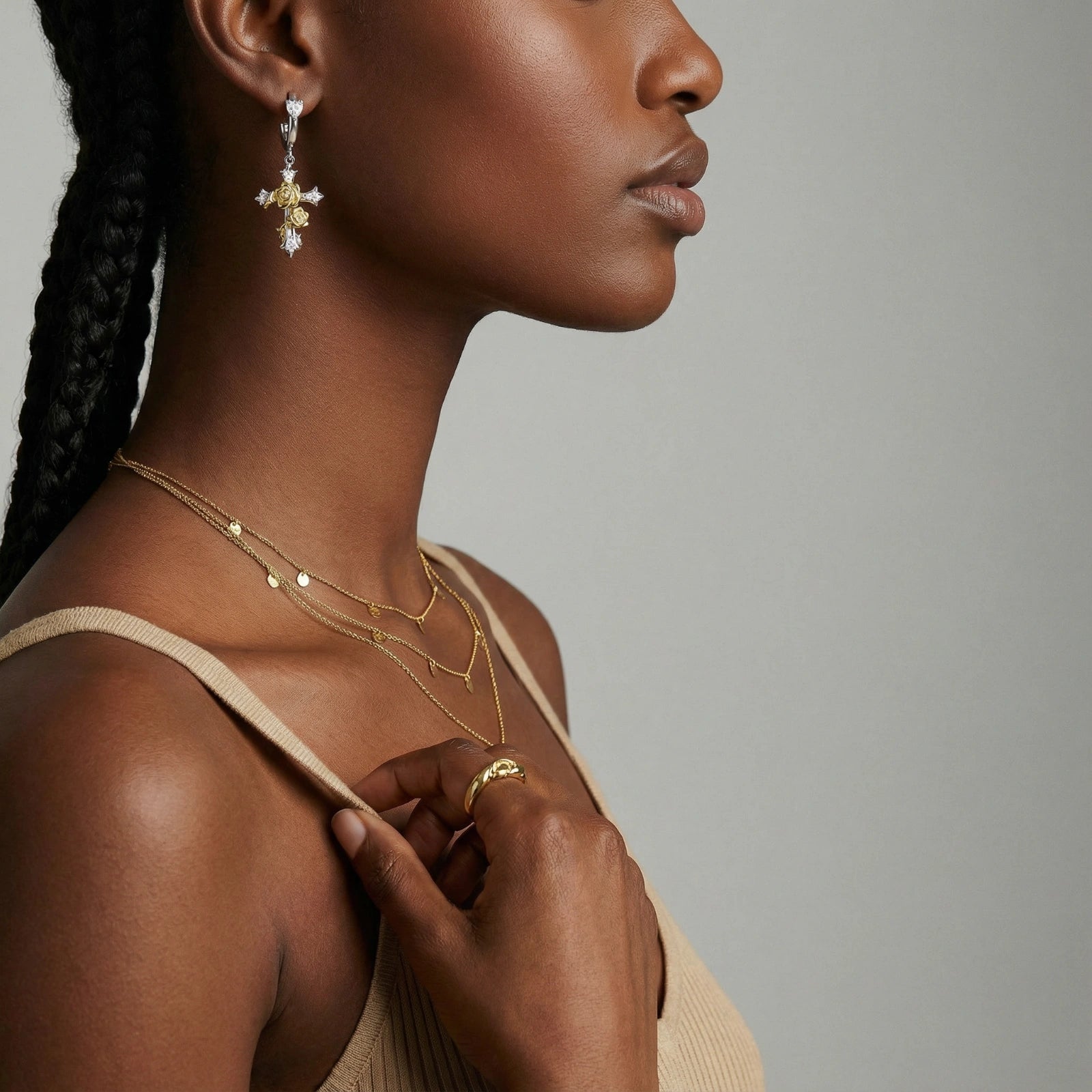 Rose Cross Earrings