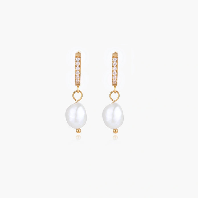 Pearl Drop Hoops