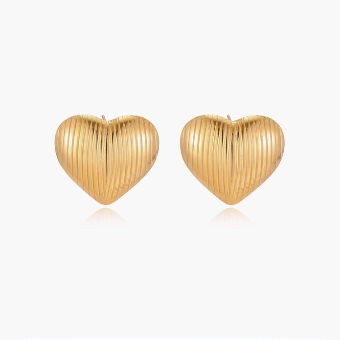 Textured Heart Stud Earrings