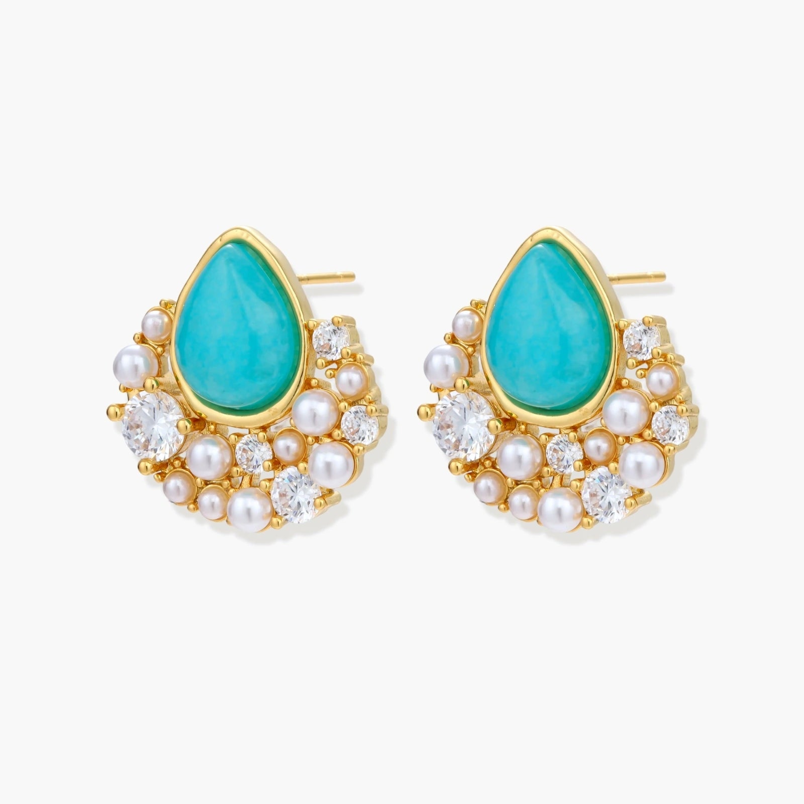 Azure Ear Rings Azure Dreams Earrings | Turquoise Pearl Clusters | Gilded Mischief