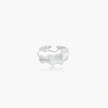 Brushed sterling silver ring with organic wave-like edges and adjustable cuff design on white background