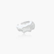 Brushed sterling silver ring with organic wave-like edges and adjustable cuff design on white background