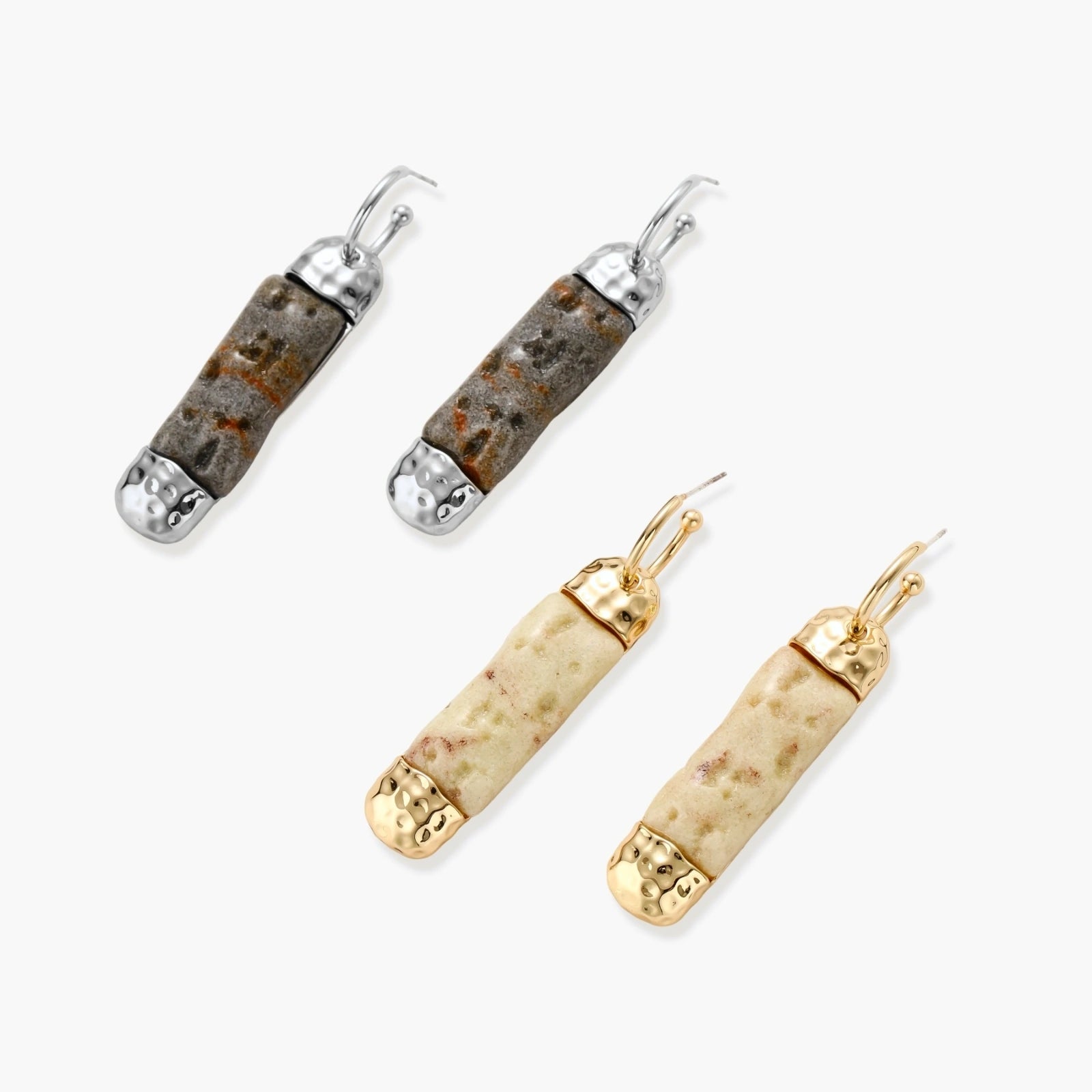 Stone Effect Cylinder Earrings