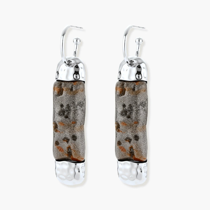 Stone Effect Cylinder Earrings