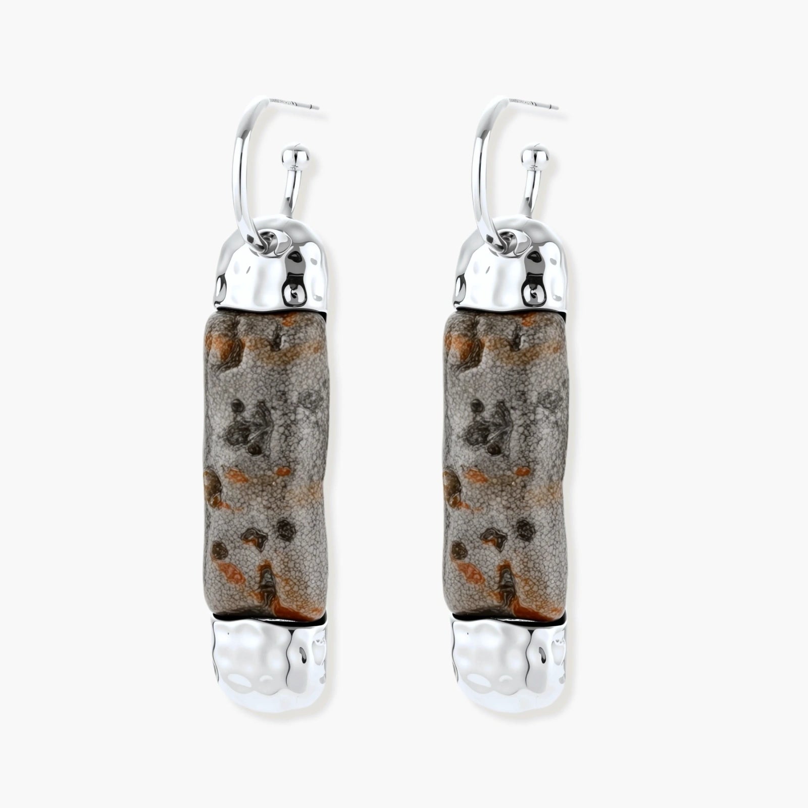Stone Effect Cylinder Earrings