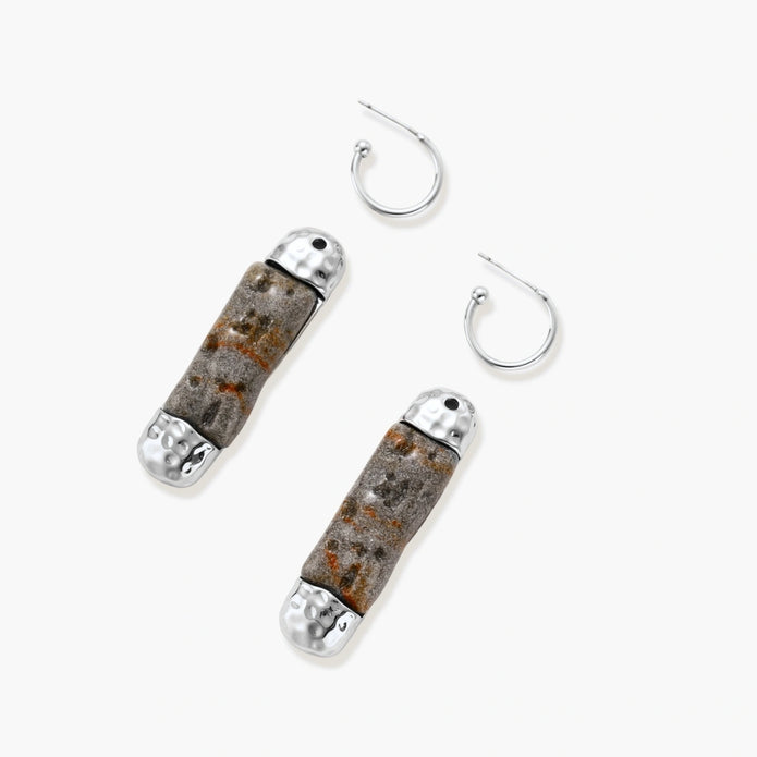Stone Effect Cylinder Earrings
