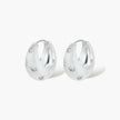 Silver-plated hoop earrings with star cutout designs, shown open and closed on white background, 17mm diameter.